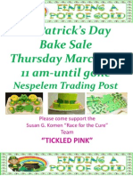 St. Patrick's Day Bake Sale Thursday March 14 11 Am-Until Gone