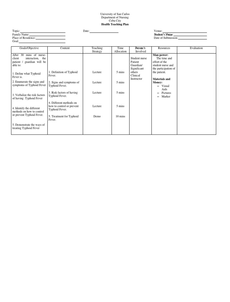 health-teaching-plan
