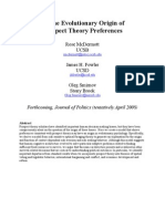 McDermott Et Al - On the Evolutionary Origins of Prospect Theory Preferences