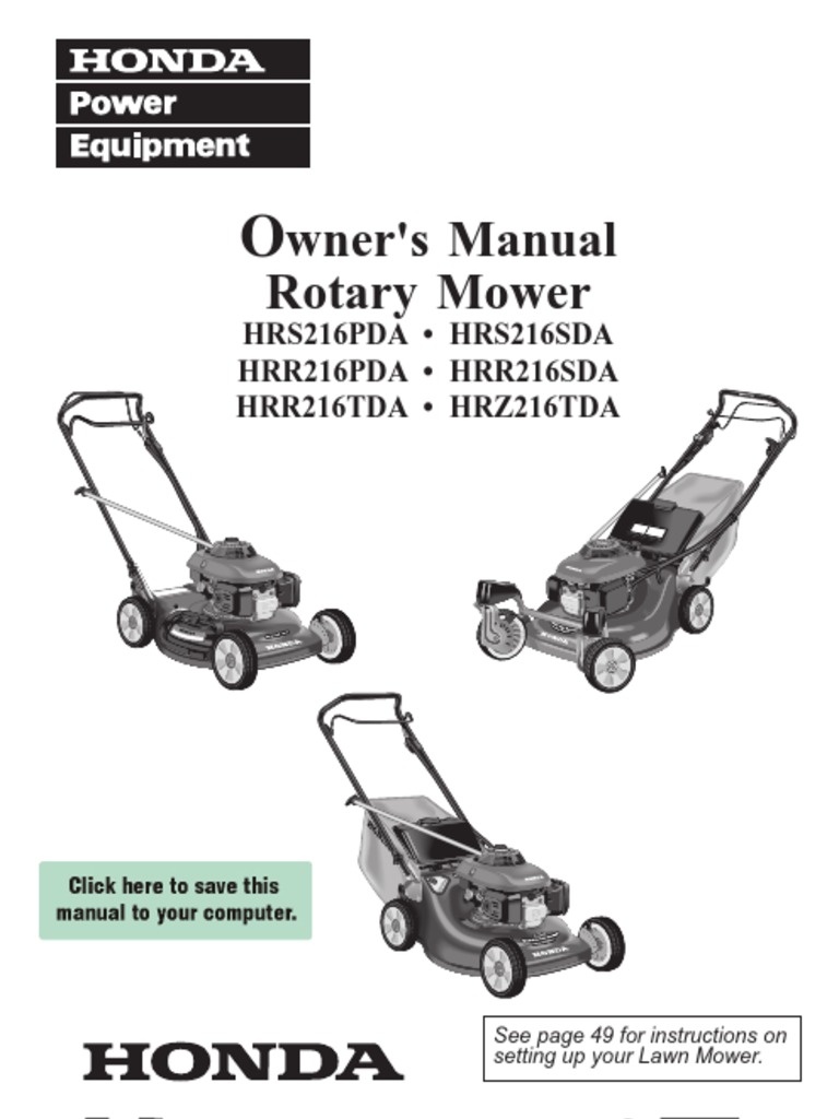 Harmony II HRR 216Sda PDF PDF Clutch Mower
