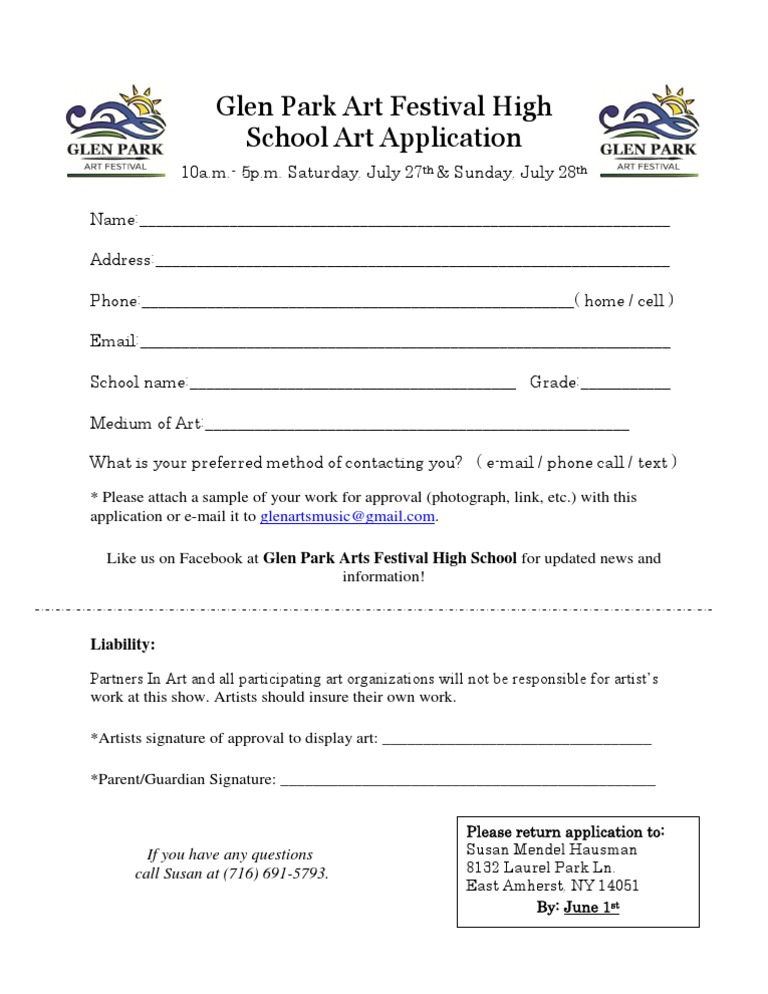 Glen Park High School Art Application | PDF