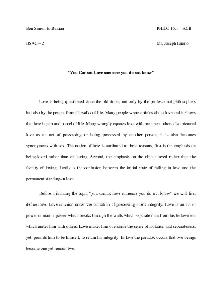 Philo 15 1 Critique Paper Love Truth