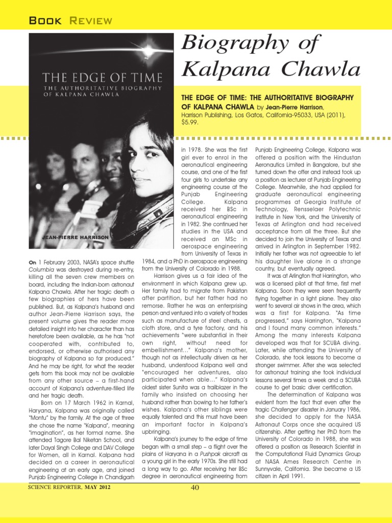 Kalpana Chawla Book Review | PDF | Space Shuttle Columbia | Space Shuttle, image size:768x1024