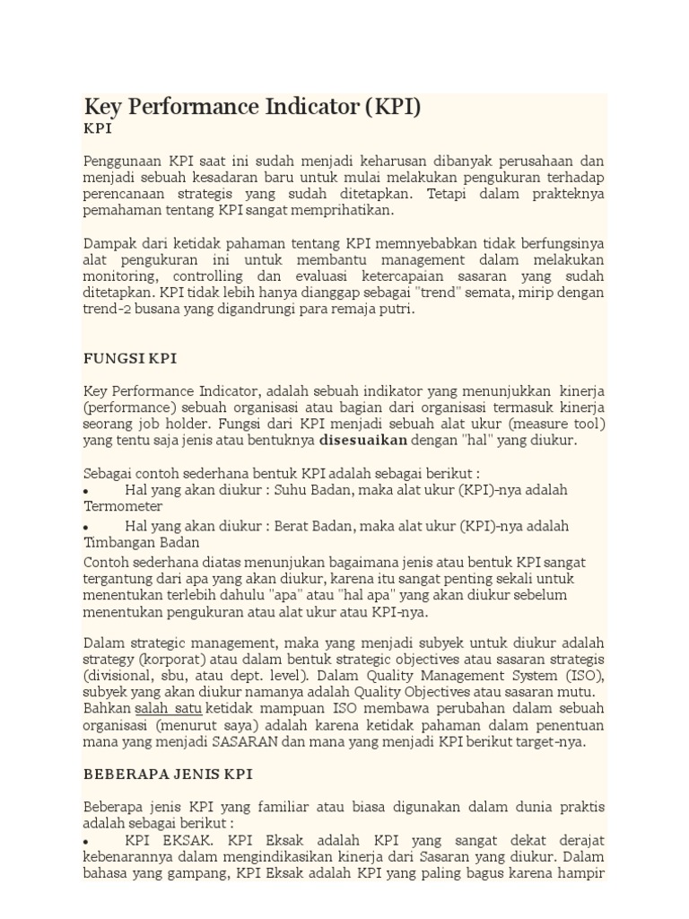 Key Performance Indicator | PDF