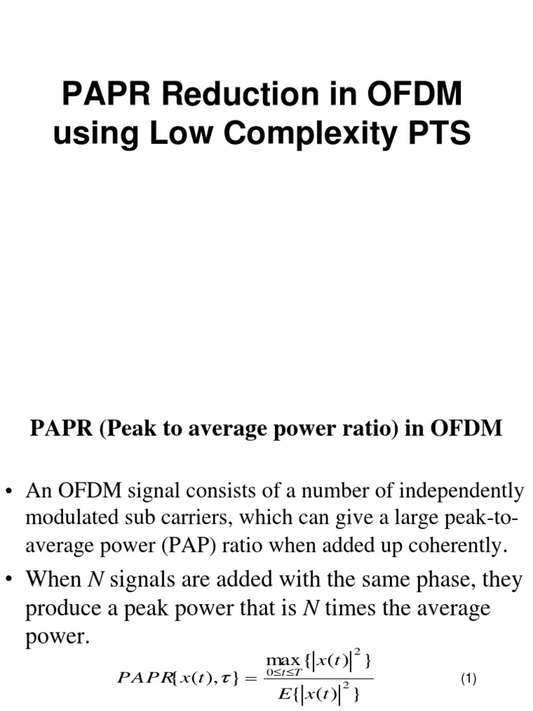 PAPR Reduction Techniques in OFDM | PDF | Orthogonal Frequency Division ...
