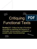 Reading Comprehension R2.7 Critiquing Functional Texts