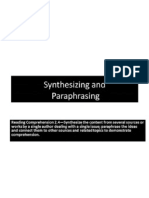Reading Comprehension R2.4 Paraphrasing and Summarizing