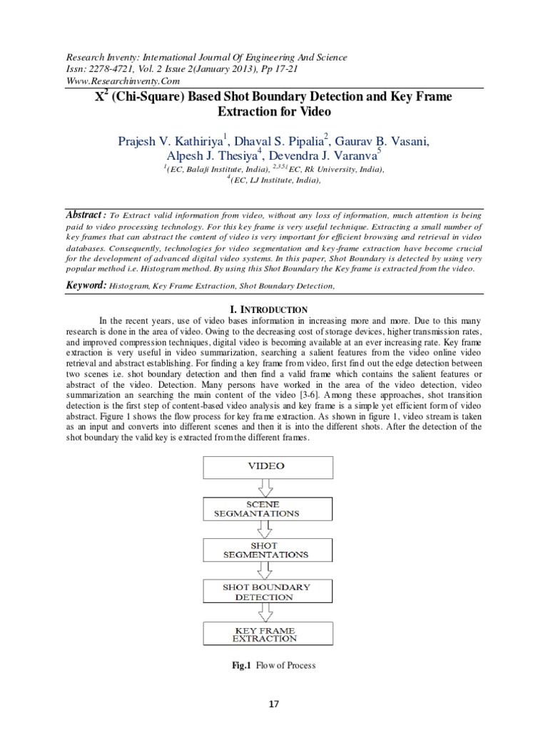 Chi-Square Method for Video Key Frame Extraction | PDF | Computers ...
