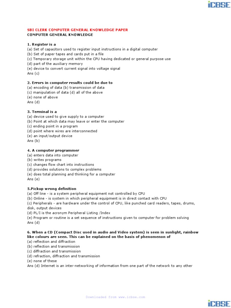 IBPS Specialist Officer Computer Model Questions 2 | PDF | Computers