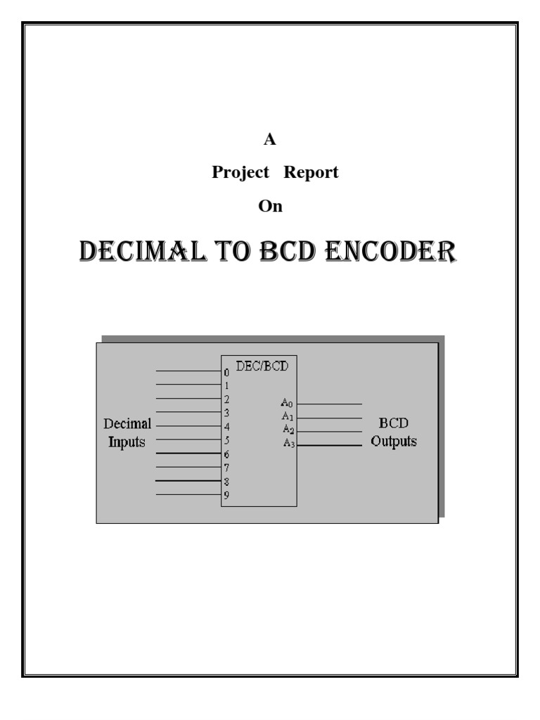 Decimal to Bcd Encoder Binary Coded Decimal Encodings