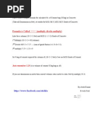 Formula for Calculate No. of Cement Bag  (50 Kg)