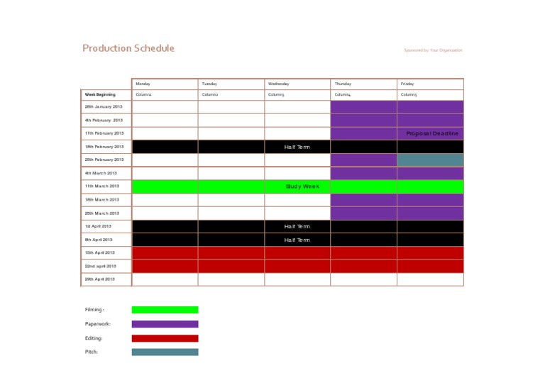 2013 Production Schedule Overview | PDF | Language Arts & Discipline ...