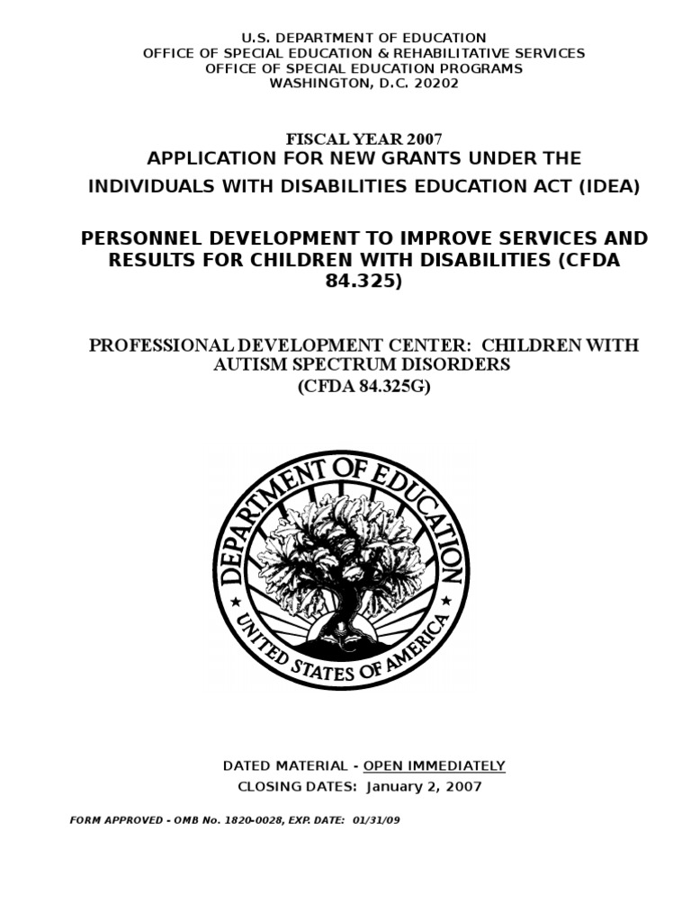 IDEA Autism Grants Application 2007 | PDF