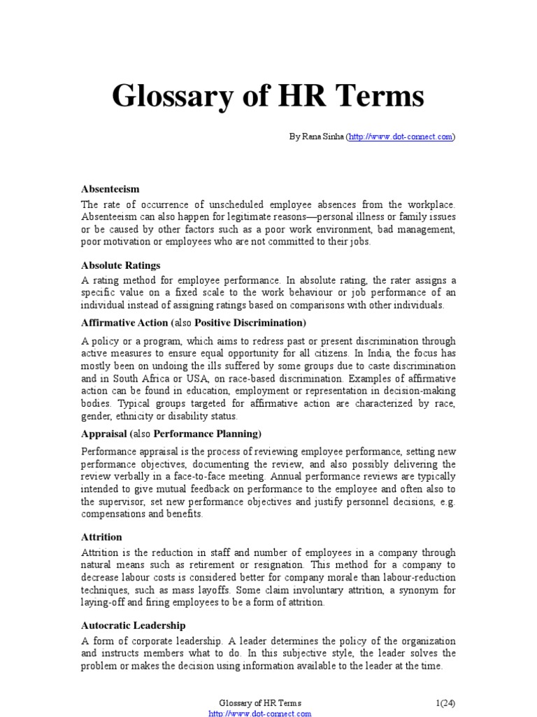 Glossary of HR Terms | PDF