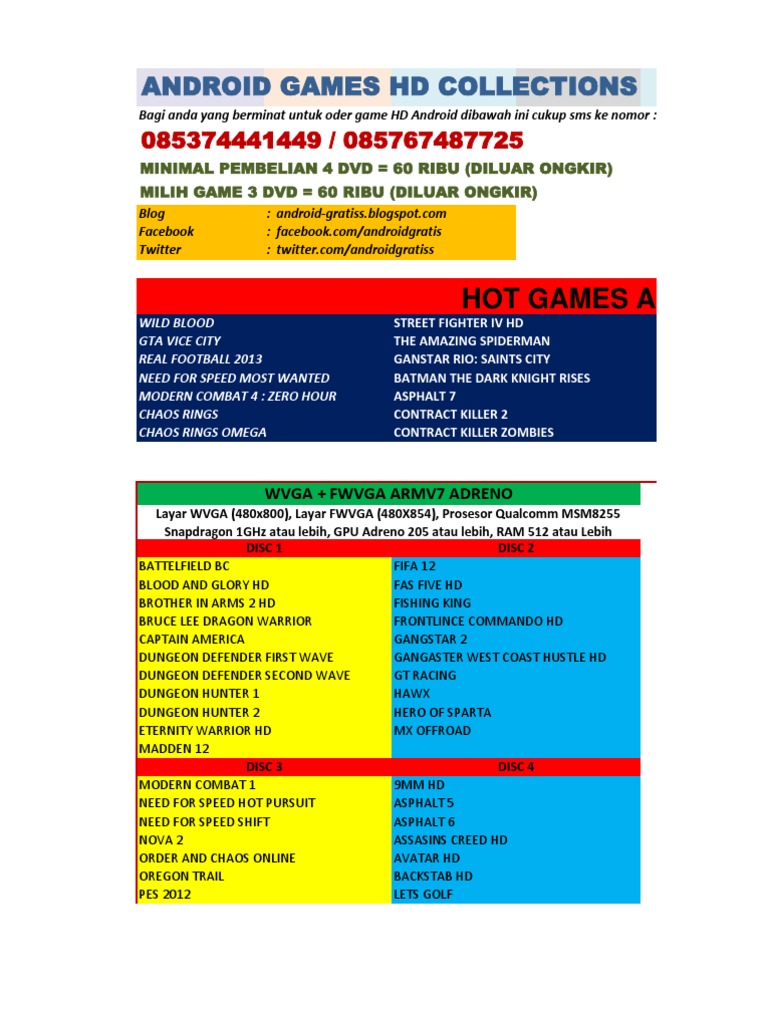 Android HD Games Collection Sale | PDF | Sports & Recreation | Computers
