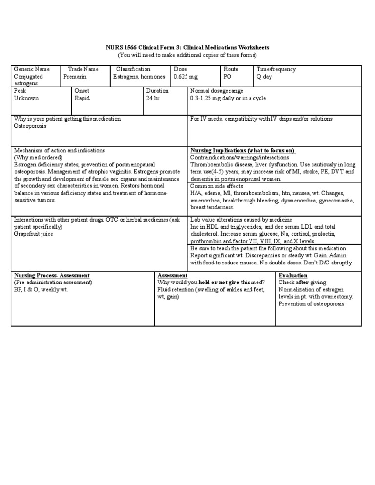 Generic drug for premarin