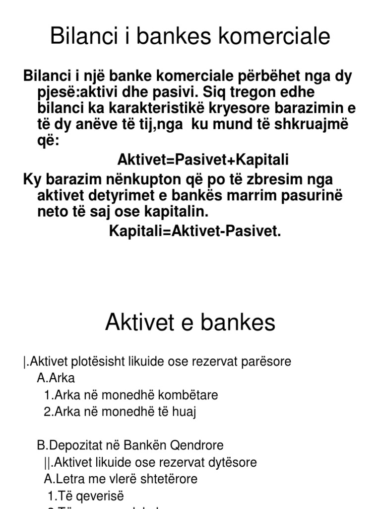 Bilanci I Bankes Komerciale | PDF