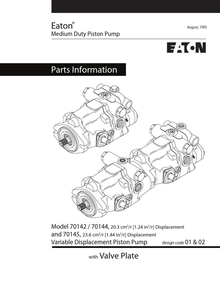 Eaton Parts List and Numbers Valve Pump