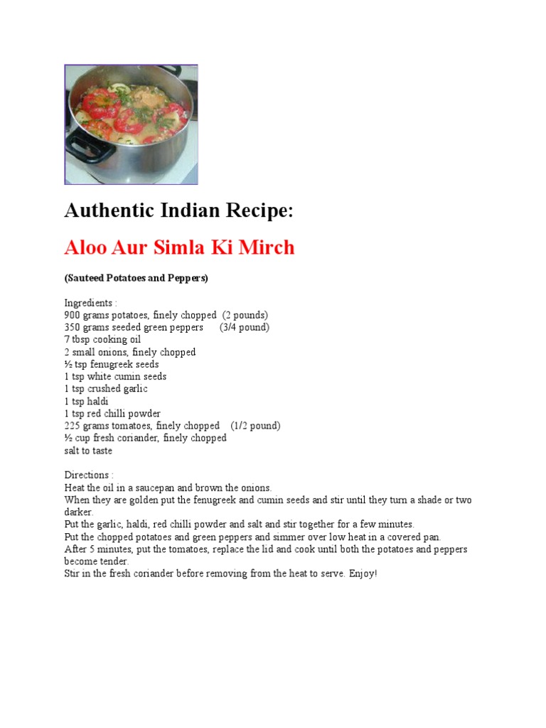 Authentic Indian Recipe | PDF | Indian Cuisine | Ginger