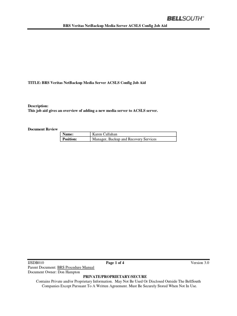 BRS Veritas NetBackup Media Server ACSLS Config Job Aid | PDF | Access ...