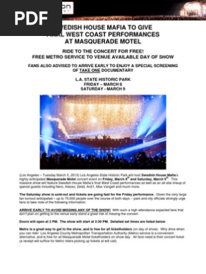 Go Metro to Swedish House Mafia’s Masquerade Motel L.A. concert