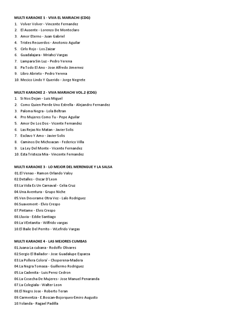 Listado Multikaraoke