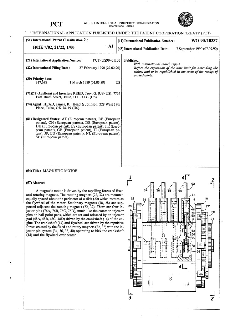Free Energy Troy Reed Motor Full Patent From Wipo