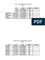 DAY Date Time Subject Changes