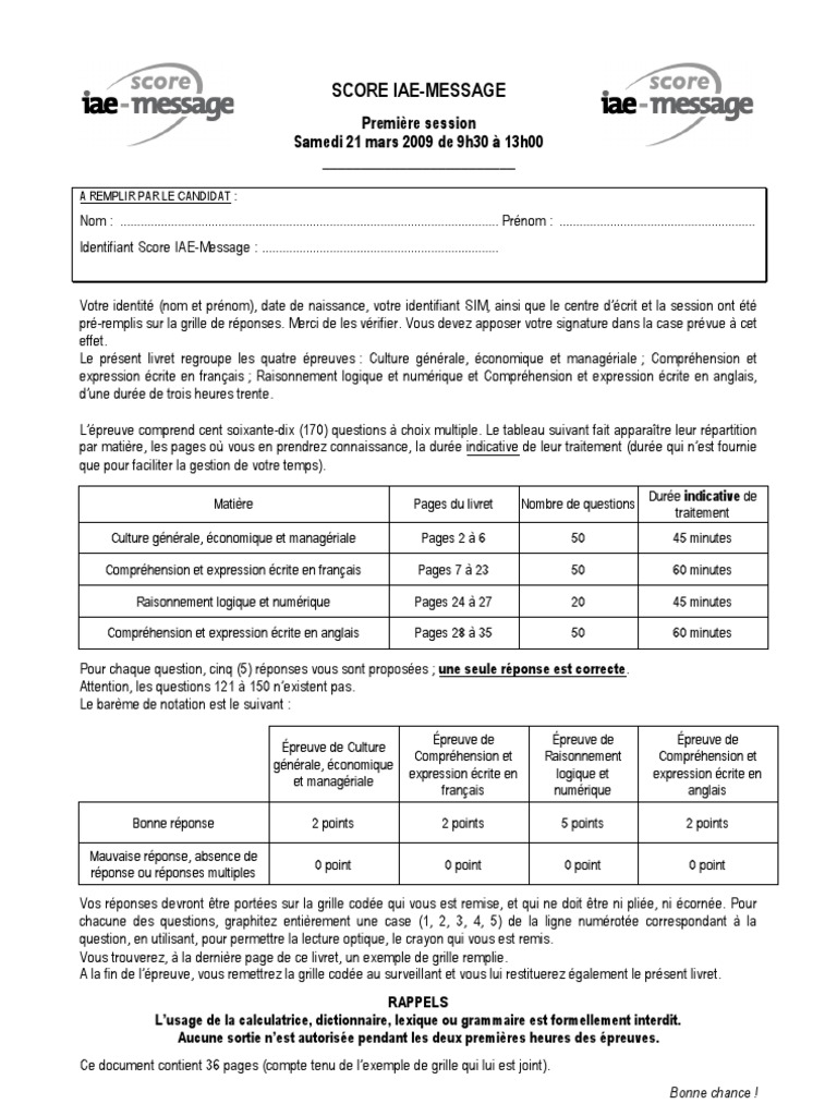Annales Score Iae Message | PDF | Port | Stratégie militaire