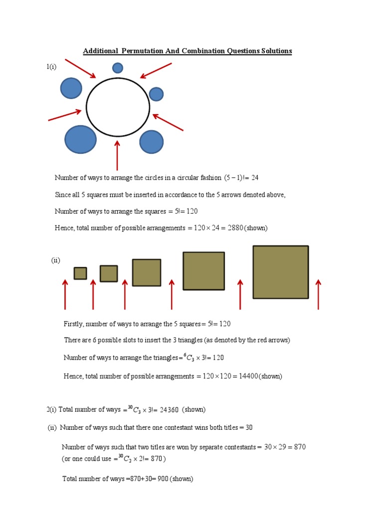 Additional Permutation and Combination Questions Solutions Discrete