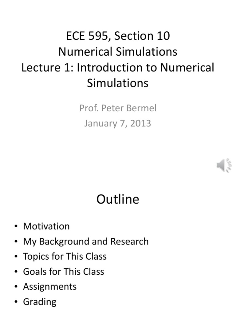 Introduction to Numerical Simulations An Overview of Computational