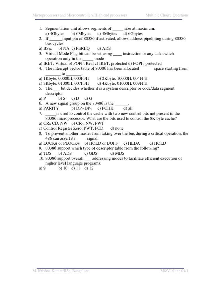 Microprocessor MCQs for High-End Processors | PDF