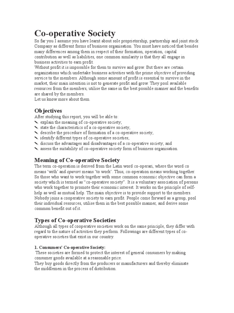 Cooperative Society in Kenya PDF Cooperative Society