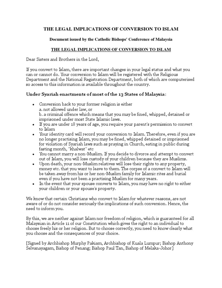 Legal Consequences of Converting to Islam | PDF | Social Science