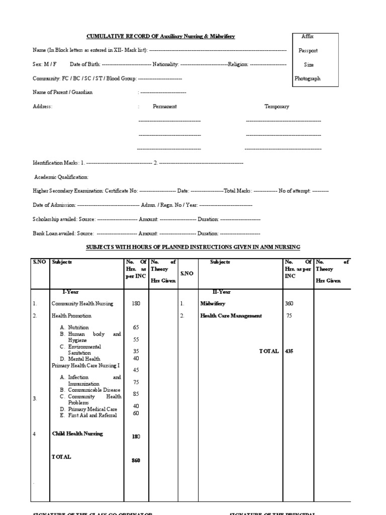 Cumulative Record for Nursing Students | PDF | Nursing | Health Care