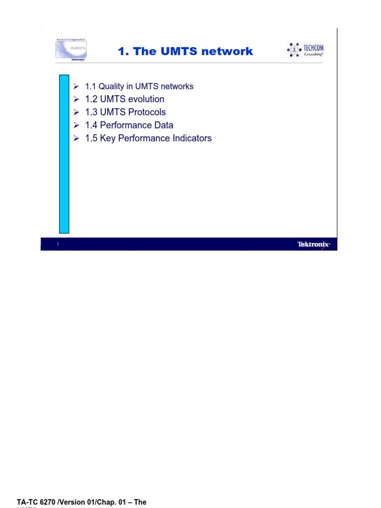 The UMTS Network: 1.2 UMTS Evolution 1.3 UMTS Protocols 1.4 Performance ...
