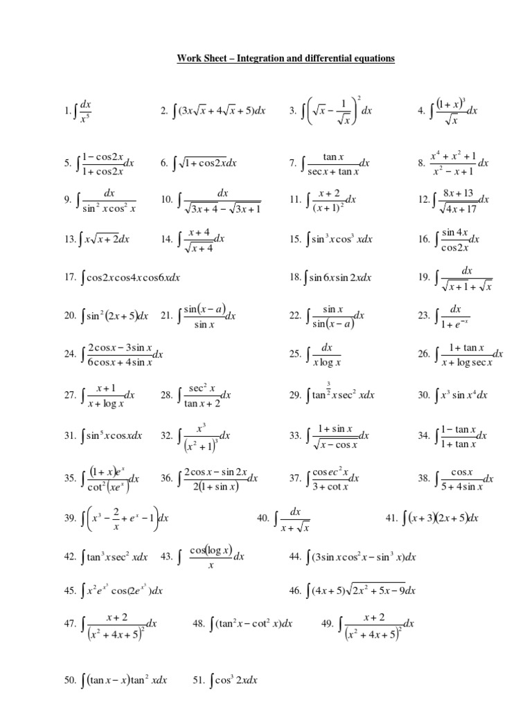 Integration & Differential Equations | PDF | Trigonometric Functions ...