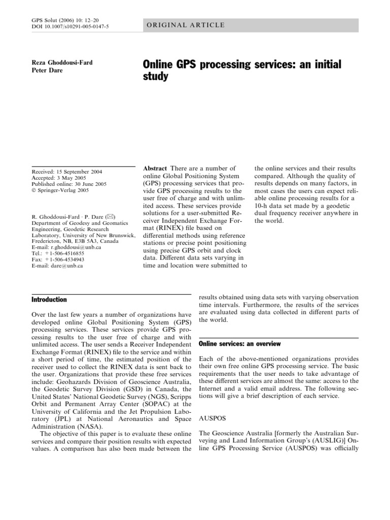Free Online GPS Processing Services | PDF | Global Positioning System ...