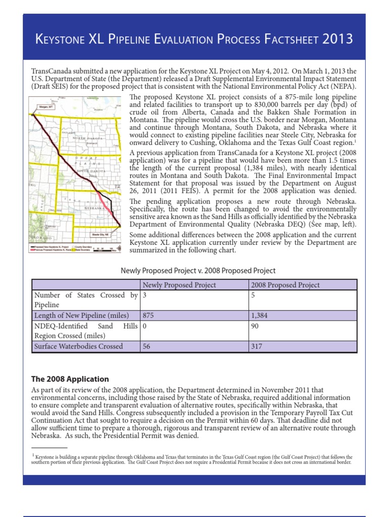 Keystone XL Project Draft SEIS Overview | PDF | Keystone Pipeline ...