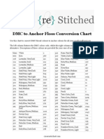 DMC To Anchor Floss Conversion Chart