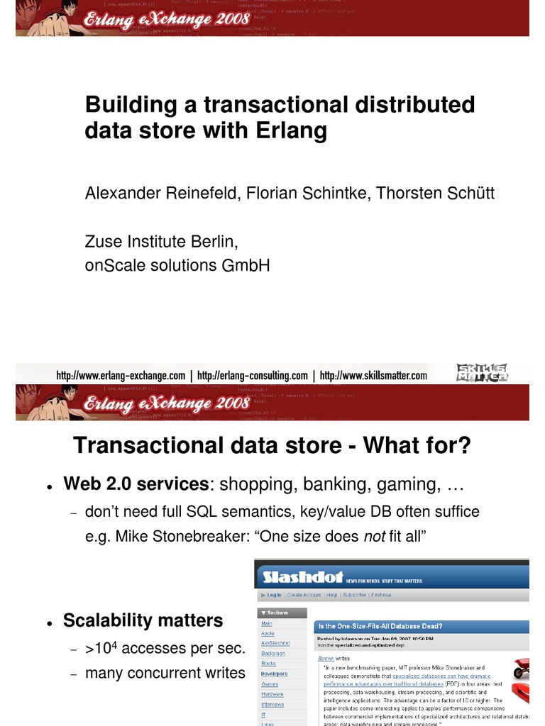 Building A Transactional Distributed Data Store With Erlang | PDF ...