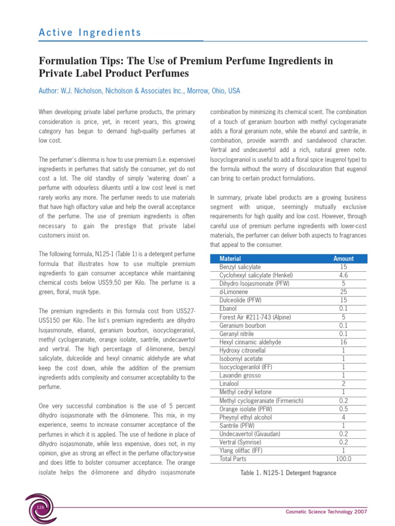 Detergent Fragrance Formula Perfumery Perfume