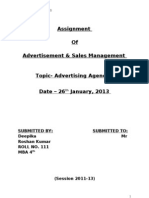 Assignment of Advertisement & Sales Management