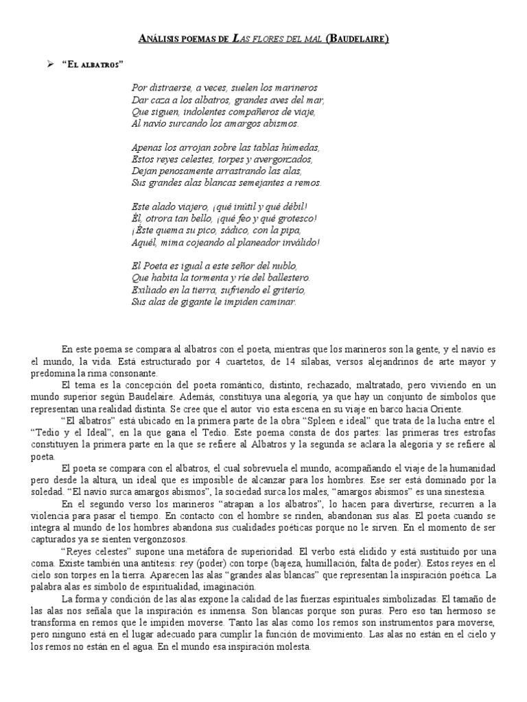 Análisis poemas de LAS FLORES DEL MAL