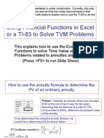 Using Financial Functions in Excel or A TI-83 To Solve TVM Problems