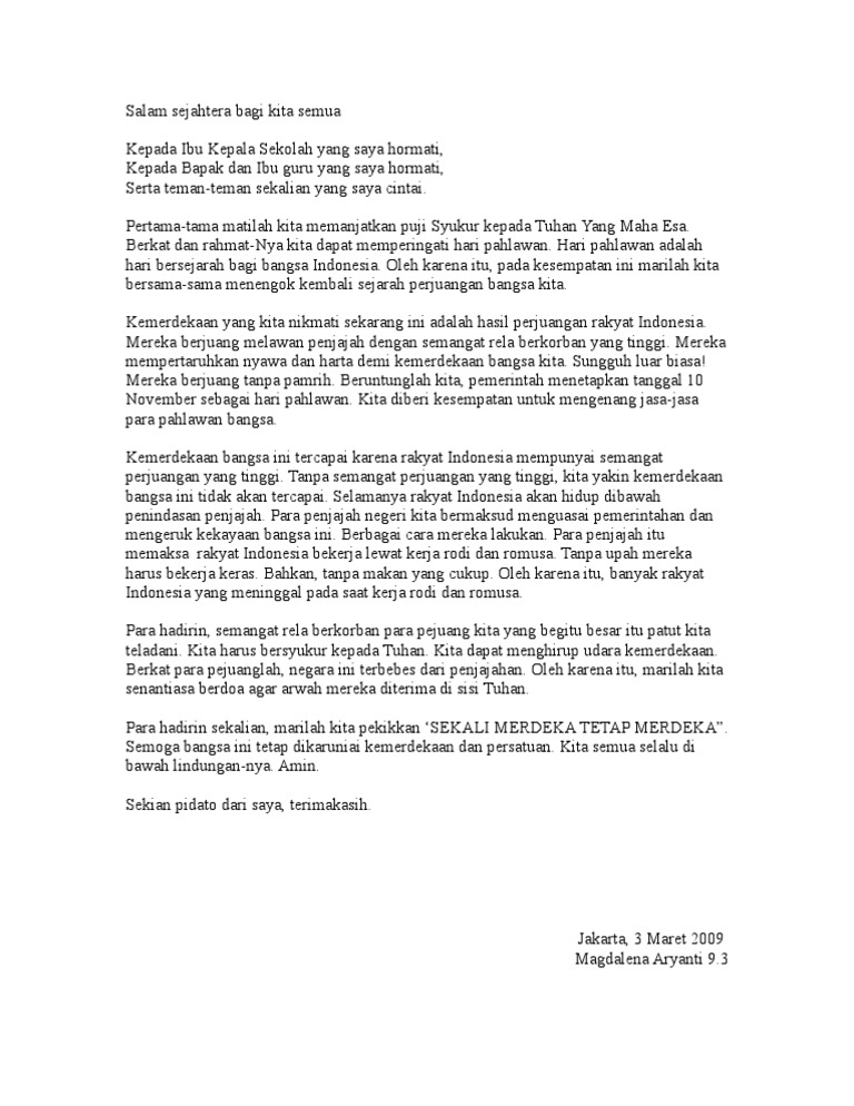 Pidato Hari Pahlawan