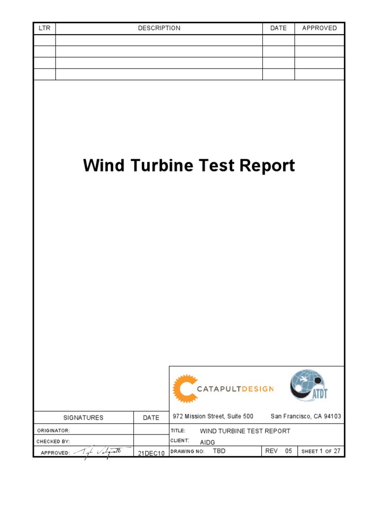 Wind Turbine Test Report Overview | PDF | Turbine | Electric Motor
