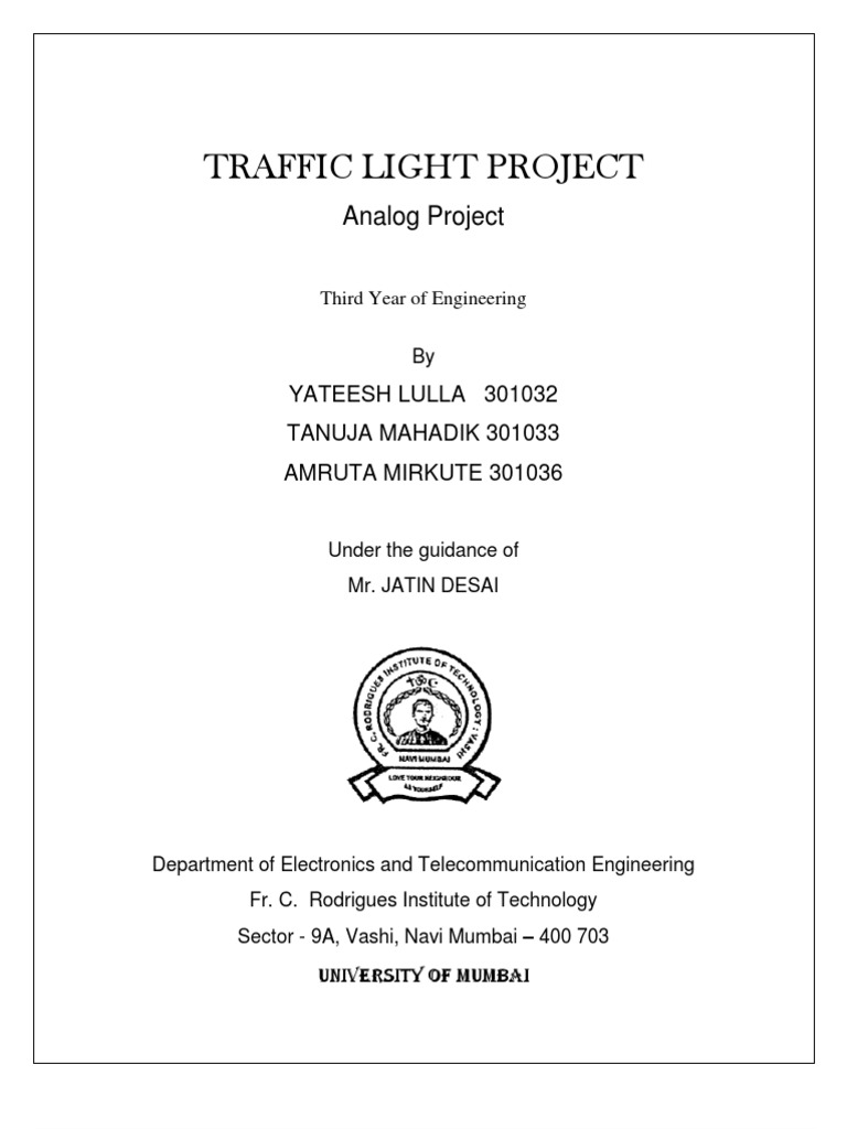 Traffic Light Project Final PDF Electronic Circuits Electrical