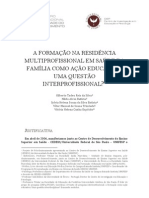 A Formação Na Residência Multiprofissional em Saúde Da Família Como Ação Educativa. Uma Questão Interprofissional?