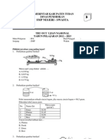 Soal Dari Pengawas Sekolah Wilayah Selatan Kabupaten Tryout Ujian Nasional IPA SMP Tipe 3
